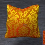 A Jacquard brocade pillow made using satin and twill weaves
