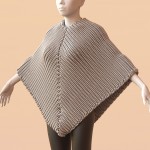 Knitted poncho with a Ribbing pattern, simulated on a mannequin