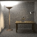 A classic test scene by Veach, rendered using plain path tracing.